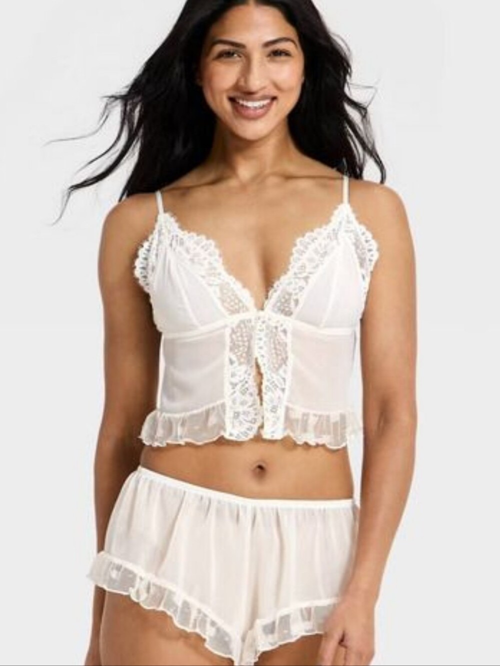 NWT Auden Heirloom Lace Babydoll Camisole Cami Top - Cream